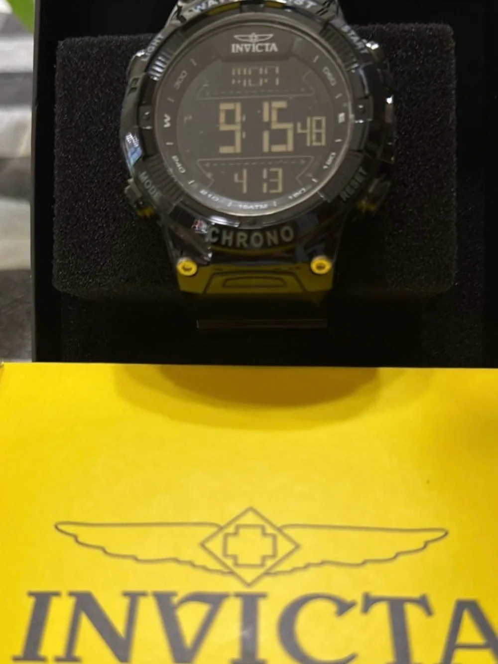 Invicta Black and Yellow Digital Chronograph Sport Watch